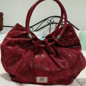 VIBRANT Sharif Bag FIRE Engine Red Leather Mesh Snakeskin Print